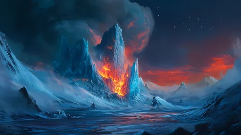 Ice Palace with Volcanic Core Eruption.