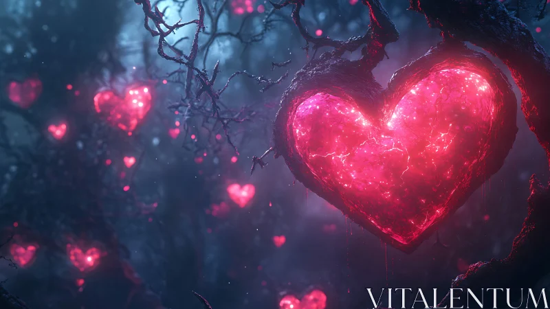 Luminescent Heart Structures Suspended in Atmospheric Void