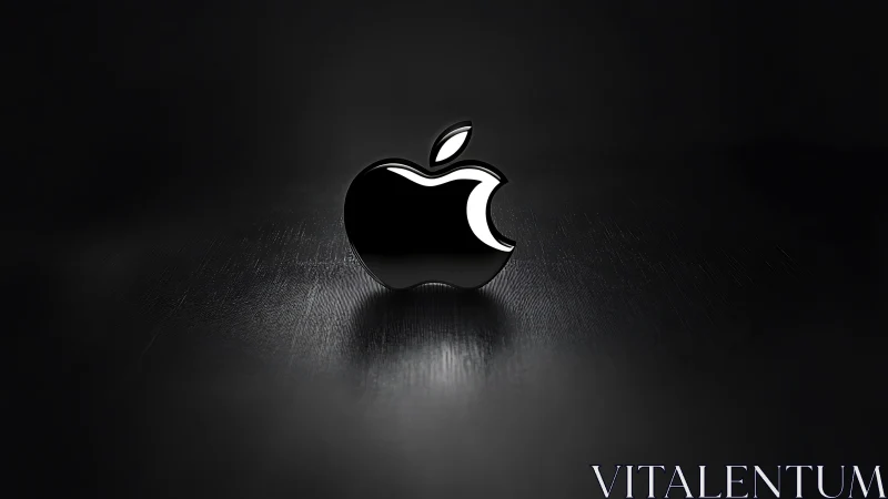 Luminous Apple Silhouette Glows Against Textured Void.