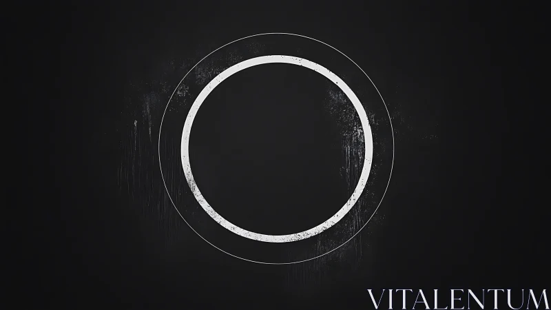 Bold white circle rests calmly on a deep charcoal void