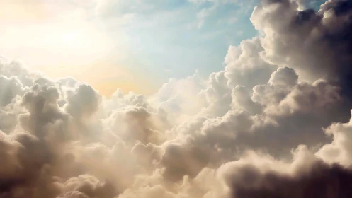 Backlit cumulus cloudscape renders volumetric atmospheric light