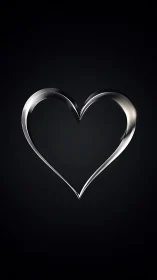 Luminous Silver Heart Glowing Against the Darkness