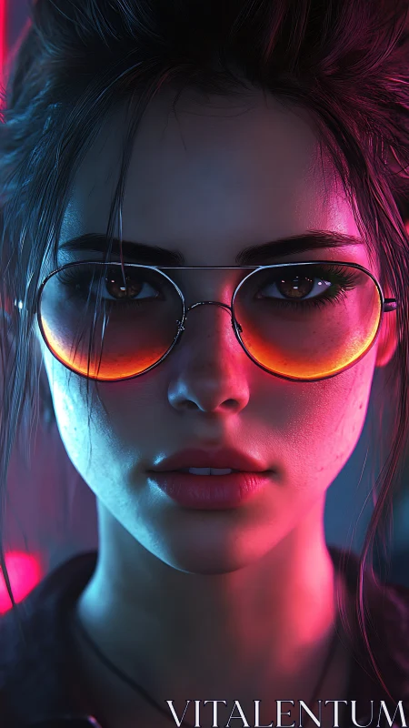 Neon-soaked gaze rewrites the night through ember lenses