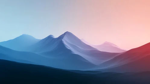 Gradient-lit abstract mountain ridges in minimalist digital panorama.