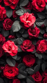 Crimson Roses in Shadow.