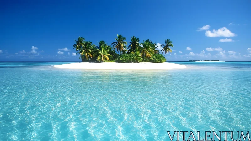 Small tropical island with white sand surrounded by turquoise ocean water