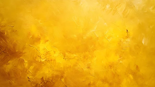 Vibrant yellow textured abstract painting with energetic brushstrokes.