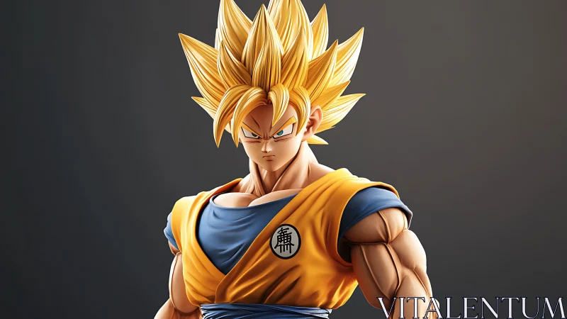 Golden haired anime warrior radiating calm, focused power.