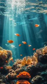 Sunlit tropical reef scene captures vibrant pelagic fish