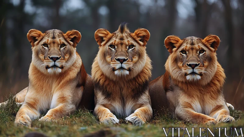 Three Regal Predators Command Silent Attention in Nature's Majesty