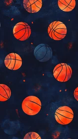 Basketball pattern glows over deep indigo textured field.