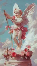 Baroque-inspired winged cherub rendered in luminous digital pastels