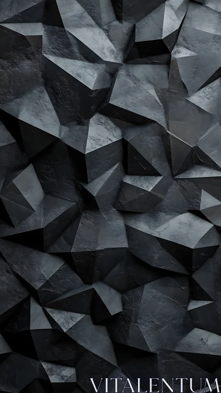 Faceted dark geometric rock surface forms angular abstract field