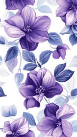 Purple and Blue Floral Pattern with Botanical Elements