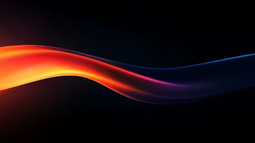 Luminous Curved Wave on Black Background. Gradient Flow.