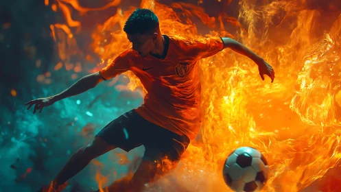 Fiery soccer moment capturing pure passion and motion.