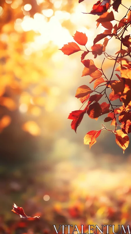 Sunlit autumn leaves drifting through a golden hush.