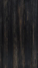 Charred black wood planks create a sleek, rustic surface