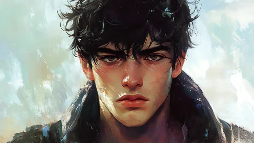 Highly rendered digital portrait maps nuanced light on pensive youth