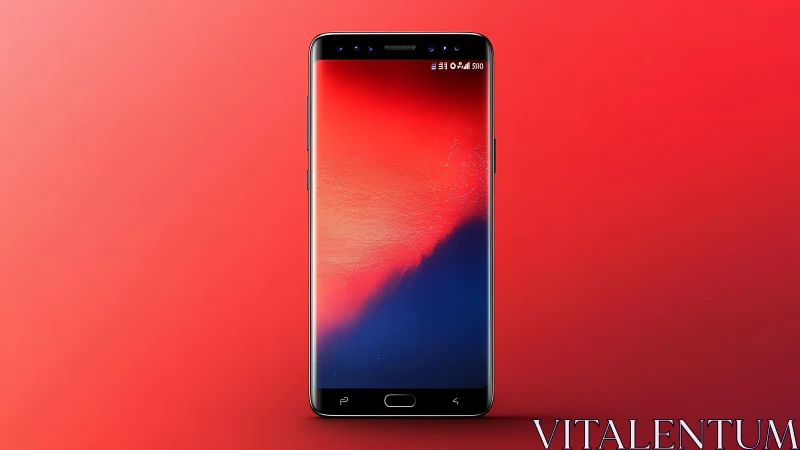 Modern Smartphone Display Against Red Gradient Backdrop.