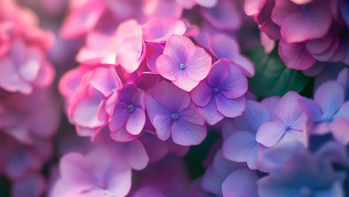 Hydrangea Inflorescence: Pink-Purple Composite Flower Cluster Close-up
