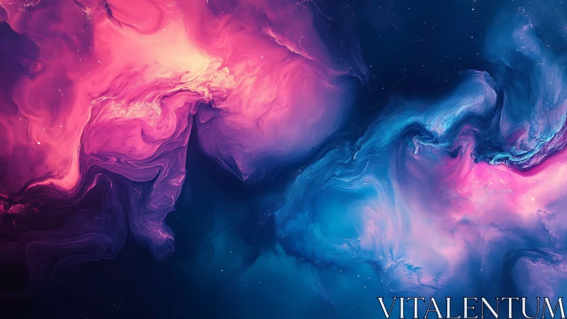 Nebula-inspired abstract cosmos in neon pink and cyan.