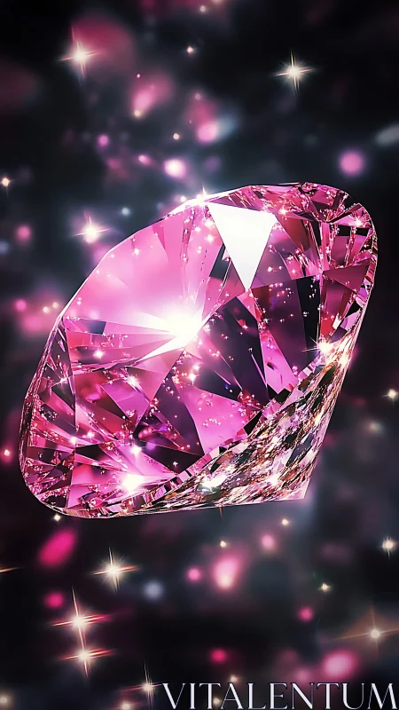 Starlit pink diamond drifts through a nebula of glittering bokeh