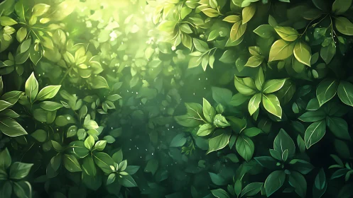Diffuse backlit foliage canopy rendered with soft depth gradients