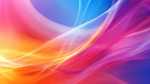 Digital gradient waves with luminous flowing ribbon structure.