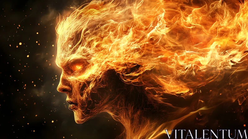 Fiery spirit in motion, a blazing portrait of raw power.