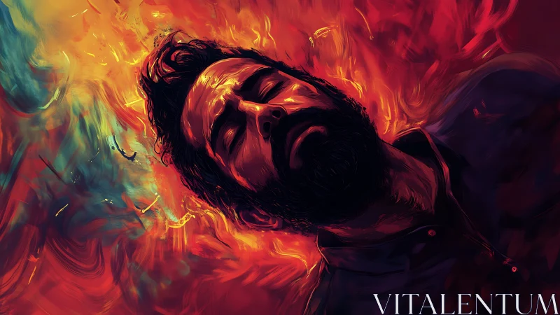 Dreamer Ablaze in Ember Storms of Color and Quiet Surrender.