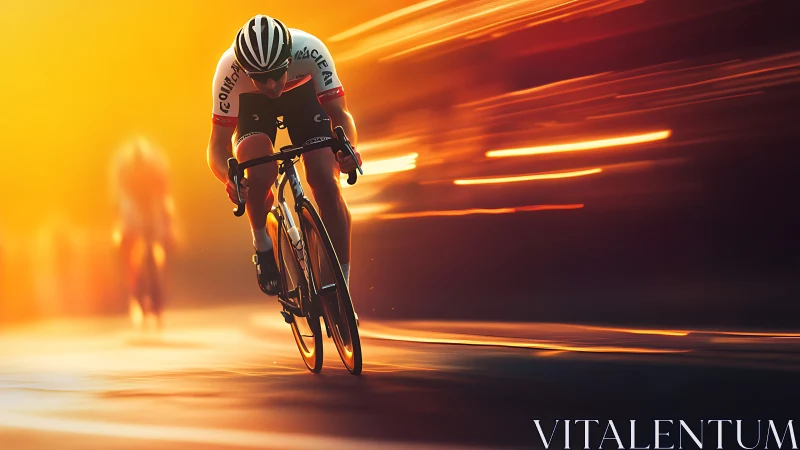 Sunflare sprinter slicing through molten evening streets.