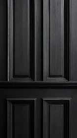 Black paneled wooden door with classic rectangular molding.