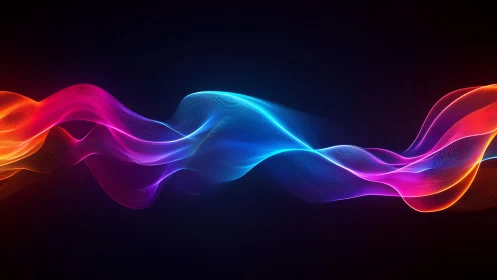 Multicolored light waveforms on dark gradient background.
