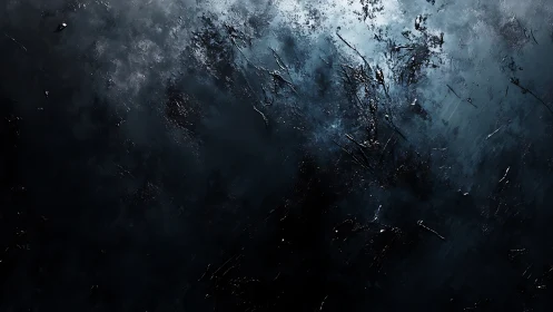 Midnight storm clouds grind light into fractured silver mist