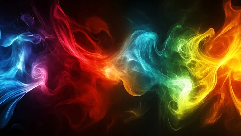 Multicolored luminous smoke waves form dynamic spectral currents