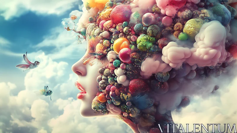 Surreal cloud-borne portrait merges dreams, color and emotion