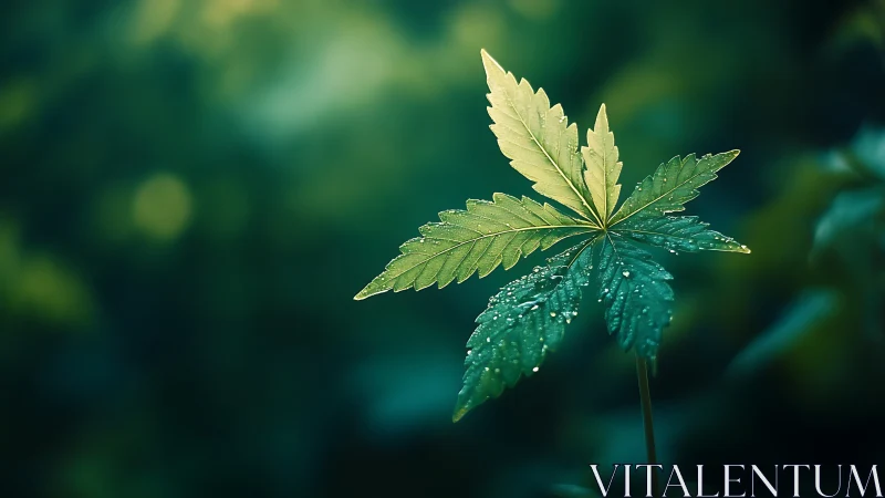 Morning-lit twin leaves trade secrets with lingering dew