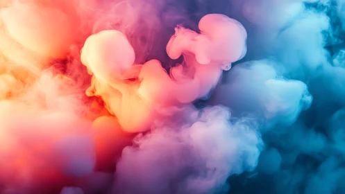 Colorful swirling clouds of red, pink, purple and blue smoke.