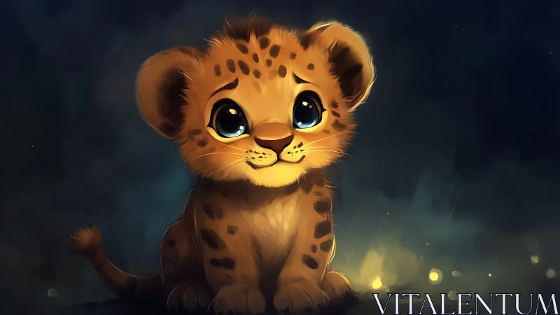 Young Leopard Cub Portrait With Luminescent Eyes