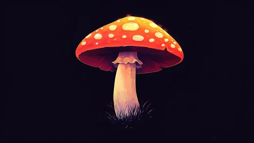 Glow of the midnight mushroom in a gentle forest dream.