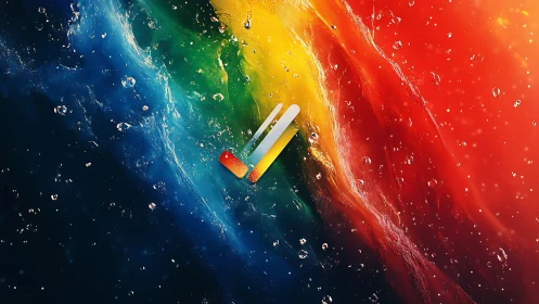 Colorful water splash background with abstract bar icon.