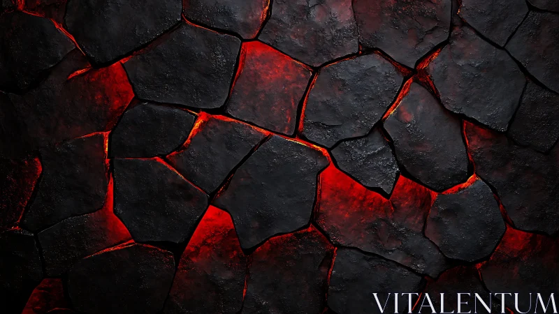 Cracked Molten Surface With Red Lava Glow.