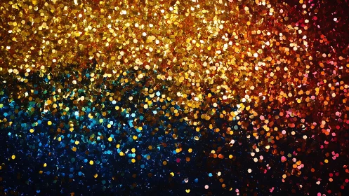 Radiant gold and blue glitter field in vivid gradient burst.