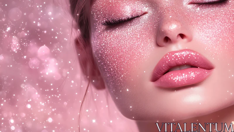 Glitter kissed portrait glows softly in dreamy pink light