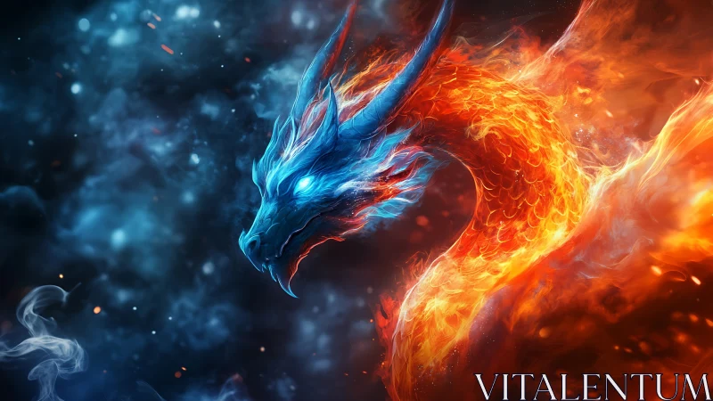 Twin‑temper dragon braids icy starlight with furnace fire