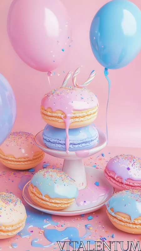 Macarons Melt Into Pastel Dreamscape With Confetti Magic.