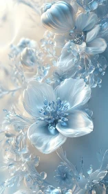 Ethereal Ice Flowers Blooming in Crystalline Light