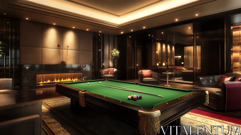 Velvet shadows cradle a billiards table ready for whispered bets