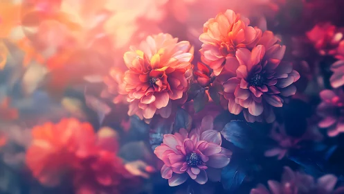 Luminous Dahlias in Golden Hour Bokeh.